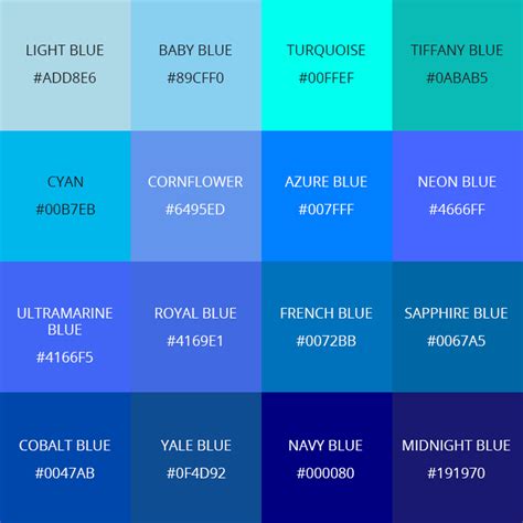 Blue Color Palette Names