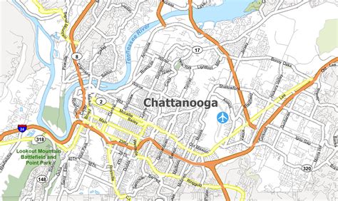 Map Of Downtown Chattanooga - Atlanta Georgia Map