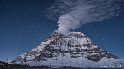 Majestic Mount Kailash Under Starry Night with Ethereal Smoke | MUSE AI