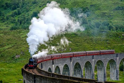 Photography of The Harry Potter Steam Train at the Glenfinnan viaduct in the highlands of ...