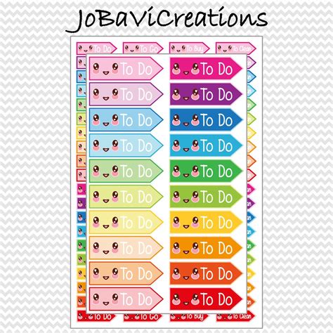 Kawaii Stickers Planner Printable: To Do To Go To Buy To Clean