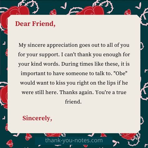 Thank You Note To Supportive Friends - The Thank You Notes Blog