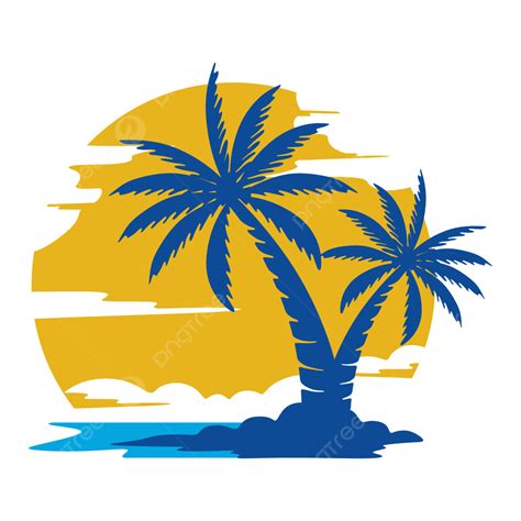 Coucher De Soleil Logo Design Inspiration Cocotiers Palmiers Et Plage PNG , Le Coucher Du Soleil ...