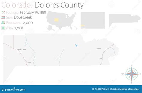 Map of Dolores County in Colorado Stock Vector - Illustration of creek ...