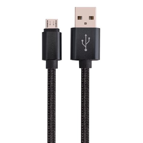 Micro USB to USB Braided Data Charging Cable - 6 Feet, Black