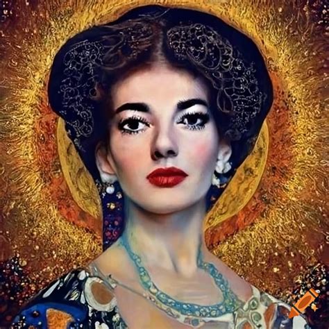 Album cover of maria callas with gustav klimt inspired art on Craiyon