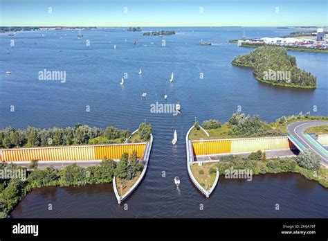 Aerial from the aquaduct at the Veluwemeer near Harderwijk in the Netherlands Stock Photo - Alamy