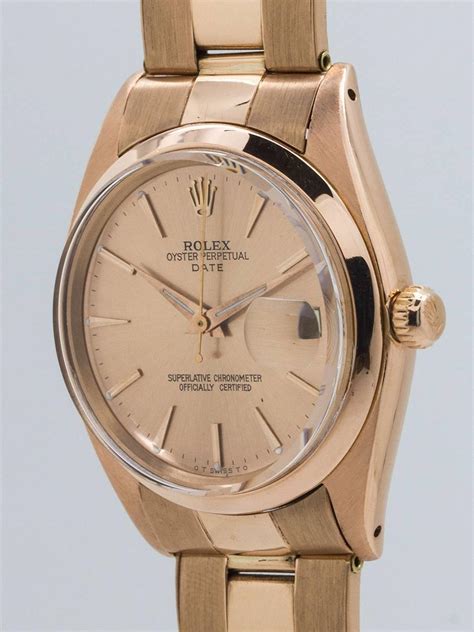 Rolex Rose Gold Oyster Perpetual Date Wristwatch Ref 1500 at 1stdibs