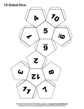 Printable Paper Dice Template Pdf: Make Your Own 6, 10 & 12 Sided Dice ...