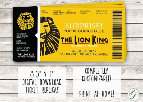 Lion King Event Tickets | Etsy