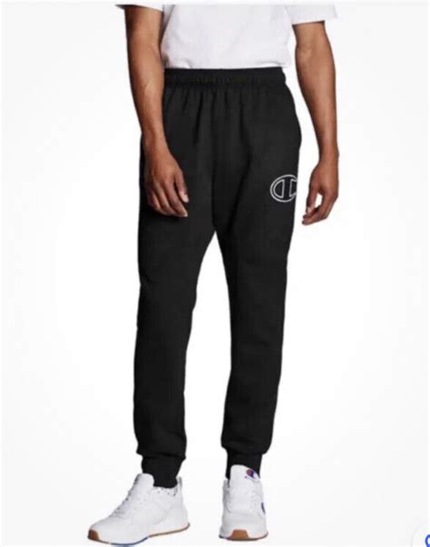 Men’s Champion Big C Logo Black Jogger Sweatpants XL … - Gem