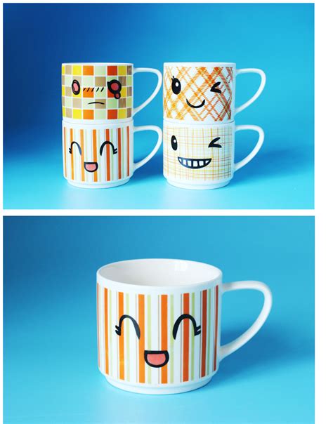 Coffee mugs milk cups Ceramic coffee mugs cartoon cups with smiling ...