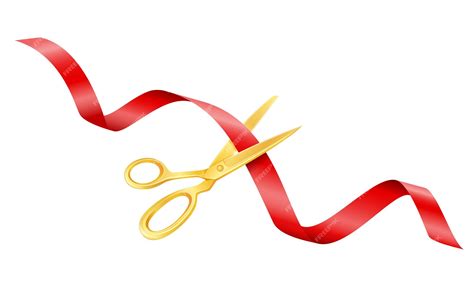 Premium Vector | Scissors cutting a satin ribbon at an opening or ceremony vector illustration