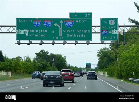 Maryland, U.S.A - May 17, 2021 - The traffic on Interstate 95 South and ...