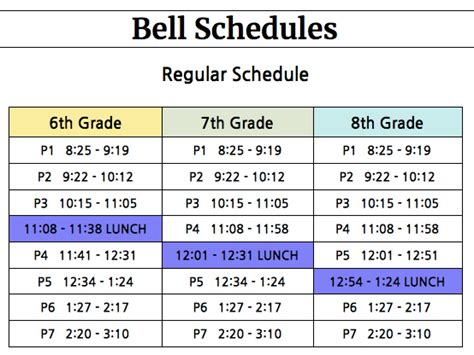 School Schedule | Murray Hill Middle School