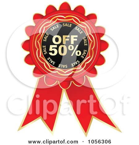 Royalty-Free Vector Clip Art Illustration of a Red And Gold 50 Percent ...