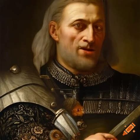 Painting of geralt in a sword fight on Craiyon