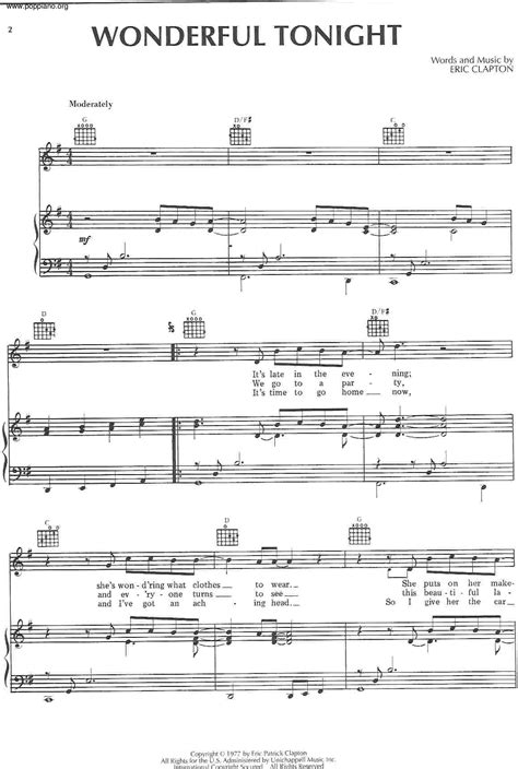 Eric Clapton-Wonderful Tonight Sheet Music pdf, - Free Score Download ★