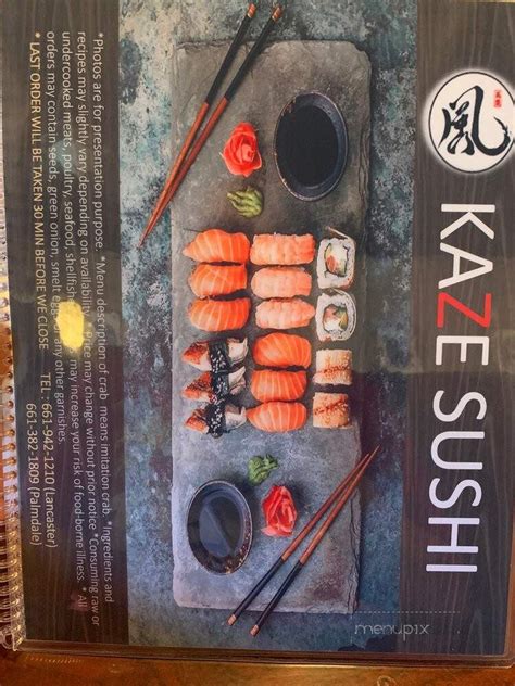 Menu of Kaze Sushi in Lancaster, CA 93534