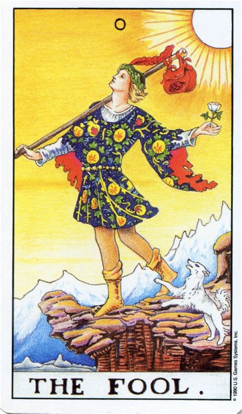 Fool from the Universal Waite Tarot | Tarot card meanings, Rider waite ...