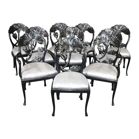 Klismos Pair of Mid-Century Modern Black Lacquered Dining Chairs at 1stDibs