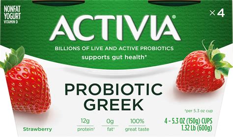 Danon Activia Nonfat Probiotic Strawberry Greek Yogurt , 4 x 5.3 oz — Goisco.com