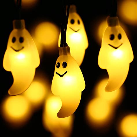 LUCKLED Halloween Solar Outdoor Lights, 30 Led Ghost Solar Lamp Waterproof Light for Garden ...