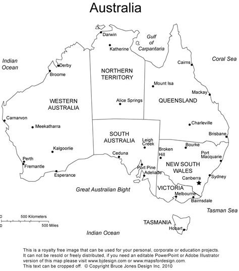 Australia Printable Maps - Royalty Free