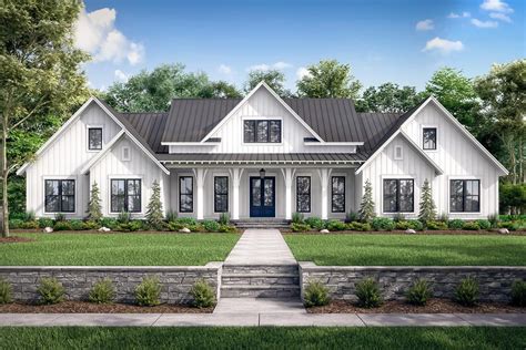 Plan 51830HZ: Expanded 4-Bed Modern Farmhouse with a Game Room and a Bonus Room | Modern ...