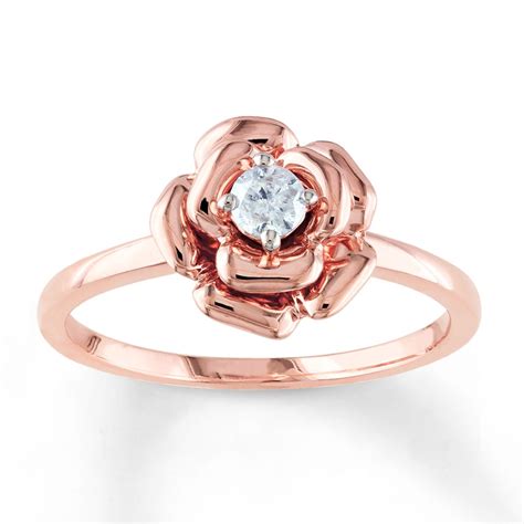 Kay - Diamond Flower Ring 1/8 Carat Round-cut 10K Rose Gold