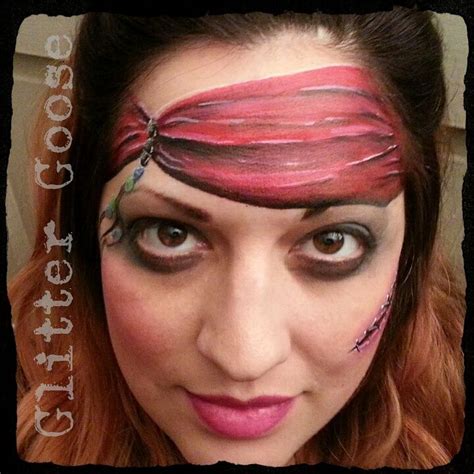 Jackie Sparrow! Pirate face painting by Glitter Goose. Jack Sparrow / Pirates of the Caribbean ...