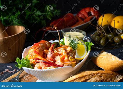 Lobster - Crab Salad with Pasta Stock Photo - Image of diet, meat: 184972336