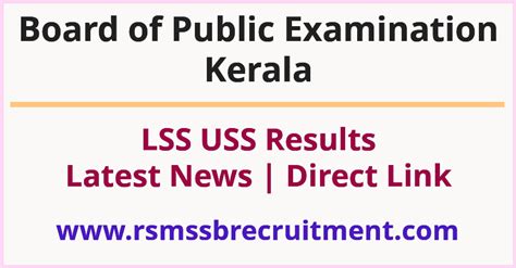 LSS USS Result 2024 Kerala pareeksha bhavan school wise