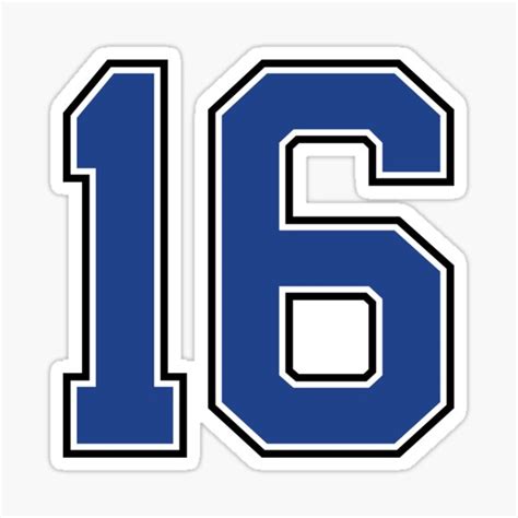 "Number 16 lucky sports jersey sixteen" Sticker for Sale by HeavyStyle | Redbubble