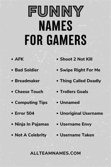 Funny Names For Gamers | Gamer names, Cool gamer names, Funny names