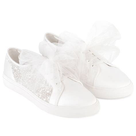 Sparkly Wedding Sneakers with Removable Tulle Bow