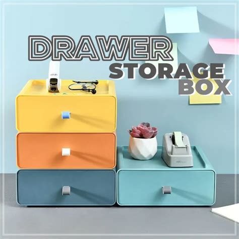 Stackable Drawers Storage Box Colorful Makeup Box Vanity Dorm Office ...