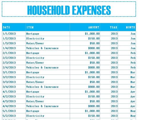 Household Budget Expenses - My Excel Templates