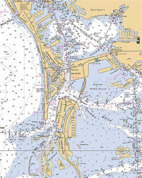 Bocal Ciega Bay-florida Nautical Chart Mixed Media by Bret Johnstad ...