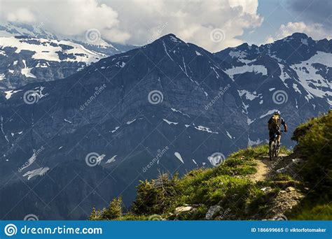 Mountain Biking in the Swiss Alps Editorial Image - Image of adrenalin ...