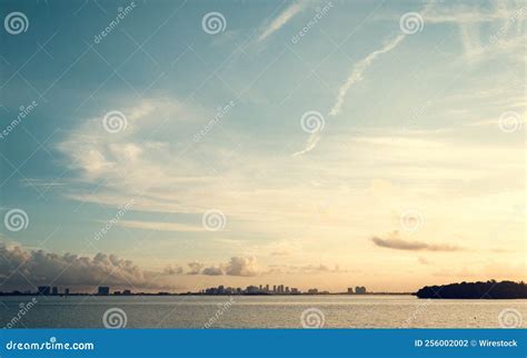 Beautiful Sunset Sky Over the Water Near the South Florida Skyline Stock Photo - Image of beauty ...