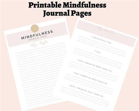 Printable Mindfulness Journal Pages - Etsy