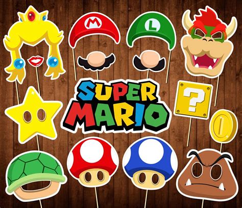 Super Mario Photo Booth Props Printable PDF Mario Party | Etsy Nintendo ...