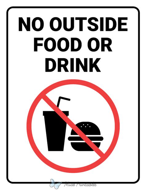 No Outside Food Or Drink Allowed Sign Free Printable Sign, 47% OFF