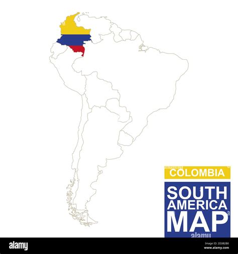 South America contoured map with highlighted Colombia. Colombia map and ...