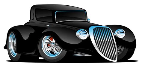 Black Hot Rod Classic Coupe Custom Car Cartoon Vector Illustration ...