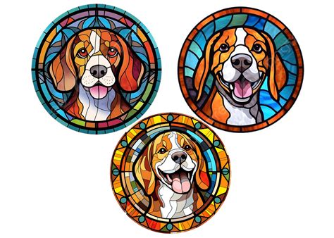 Three Stained Glass Beagles, Vector, Dog, Animal PNG Transparent Clipart Image and PSD File for ...
