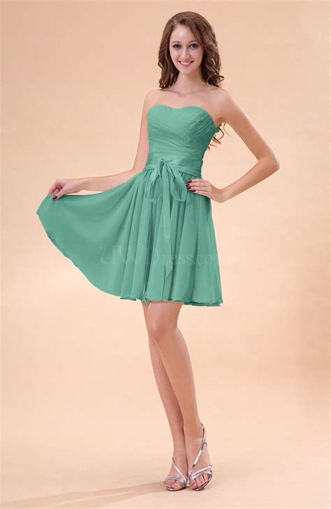 Mint Green Cute A-line Sweetheart Zip up Chiffon Sash Bridesmaid ...