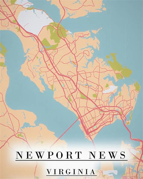 Newport News Virginia Road Map Digital Art by Dan Sproul | Fine Art America