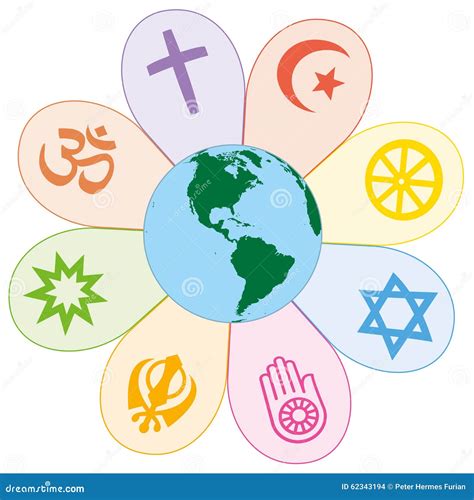 World Religions United Peace Flower Symbol Stock Vector - Illustration of congregation, hinduism ...